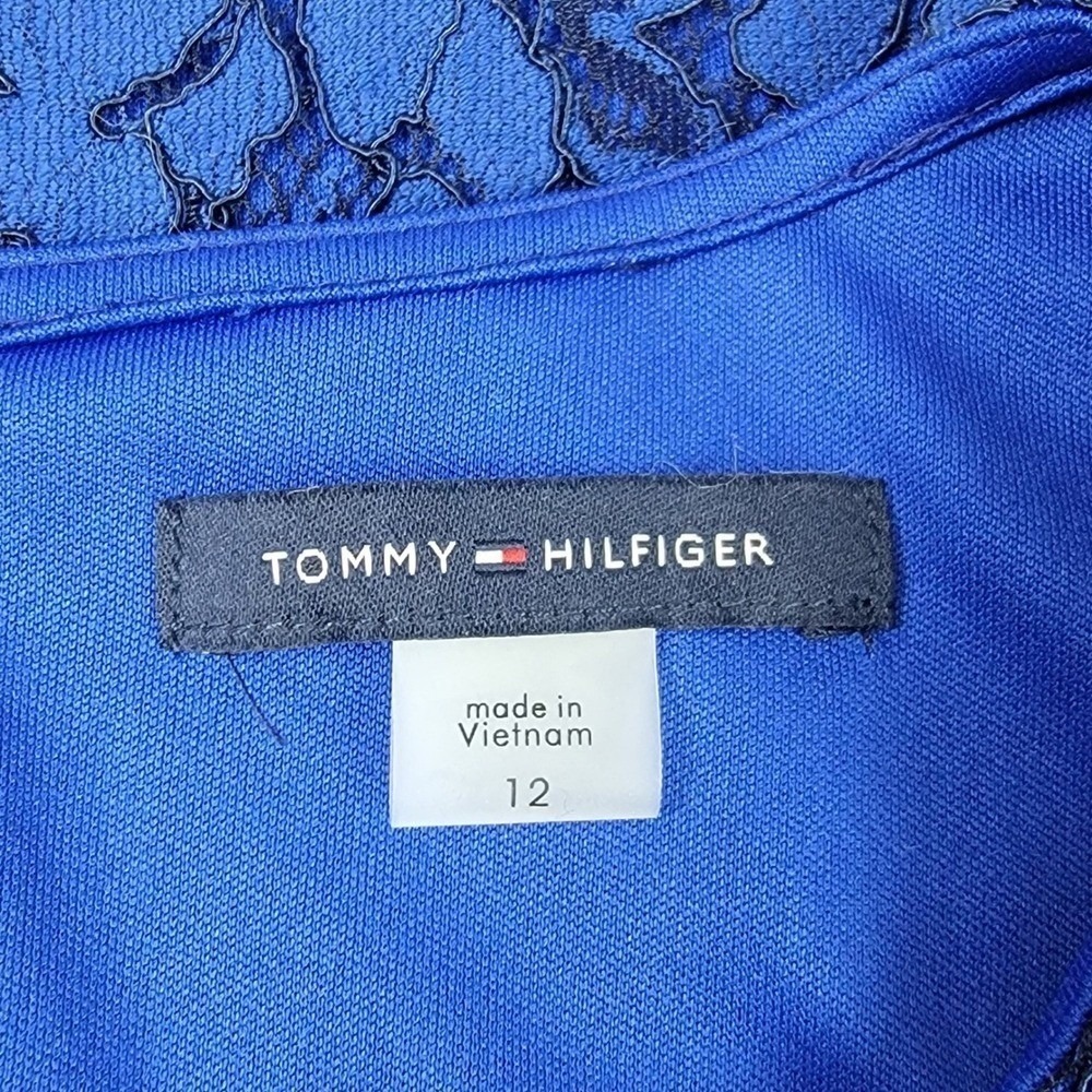 Tommy Hilfiger Royal Blue Floral Lace Sleeveless Shift Dress Women's Size 12 NWT - Picture 4 of 12